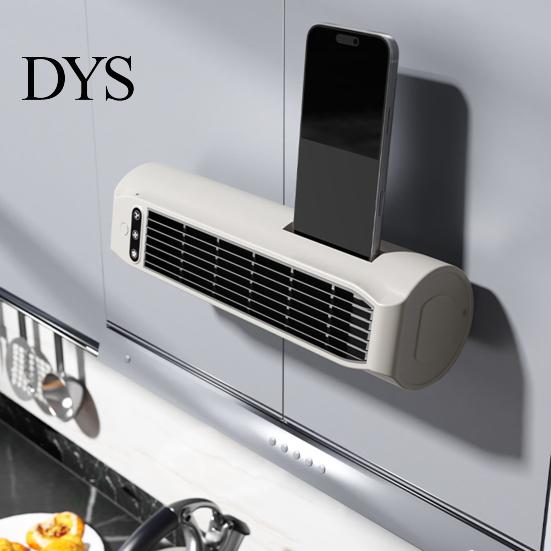 USB Charging Fan Portable Air Conditioner with Built-in Phone Holder, 3 Modes Vertical Flat Small Space Wall-Mounted Fan, Bladeless Quiet Cooling
