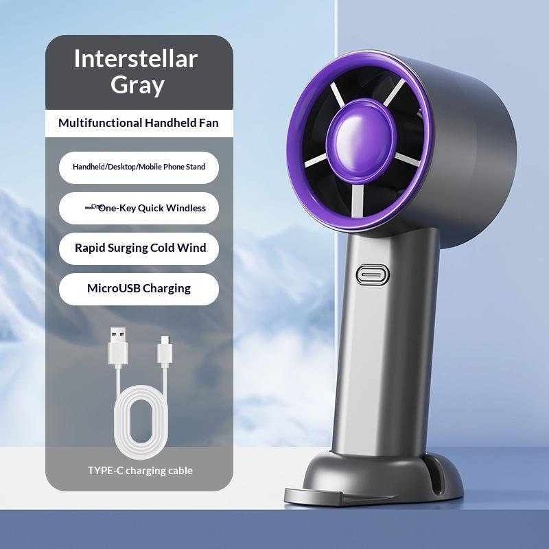 Portable Usb Rechargeable Handheld Fan With Phone Holder Low Noise Strong Airflow Suitable For Office Outdoor And Commuting Use