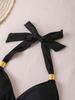 Solid Ribbed Tie Side Sexy Bikini Set Comfortable Elegant Two Piece Swimwear