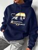 Streetwear Hip-hop Style Loose-fitting Top with Unique Letter Print Men's Hooded Sweatshirt for Autumn and Winter Casual Wear