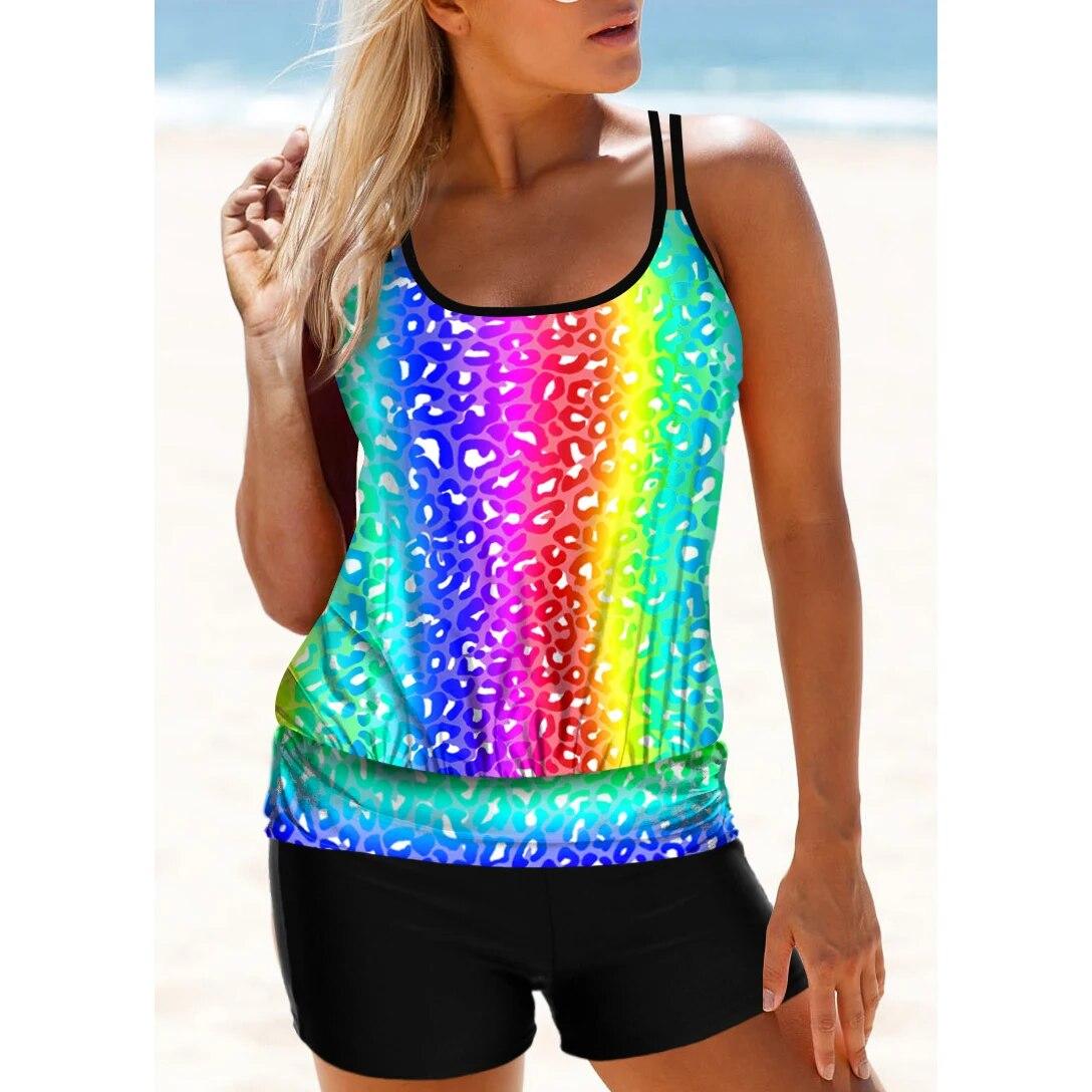 

2024 Новинка с высокой талией, новый дизайн, пляжная одежда с принтом, летние женские сексуальные купальники из двух предметов, танкини, модное монокини, модное бикини 5XL