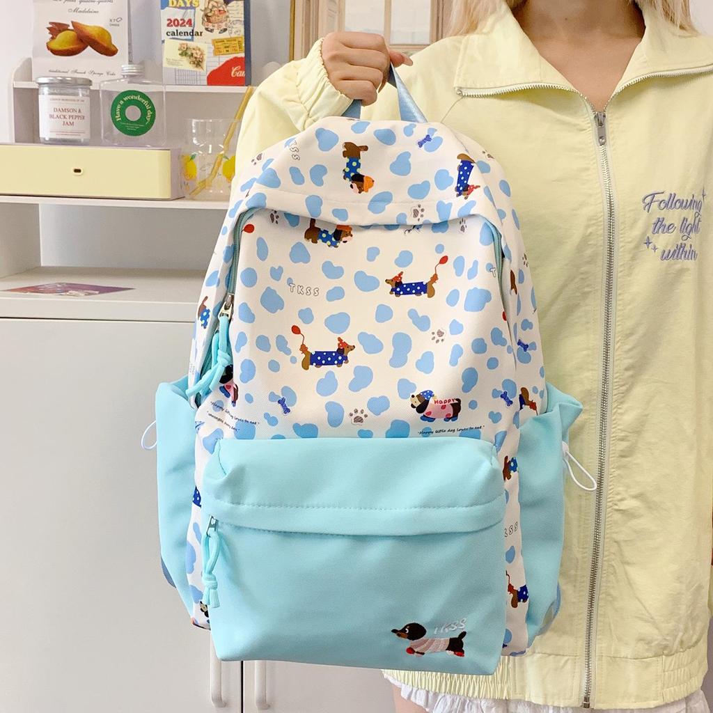 Trendiger Damen-Rucksack mit großer Kapazität und Farbblock für Campus & Reisen