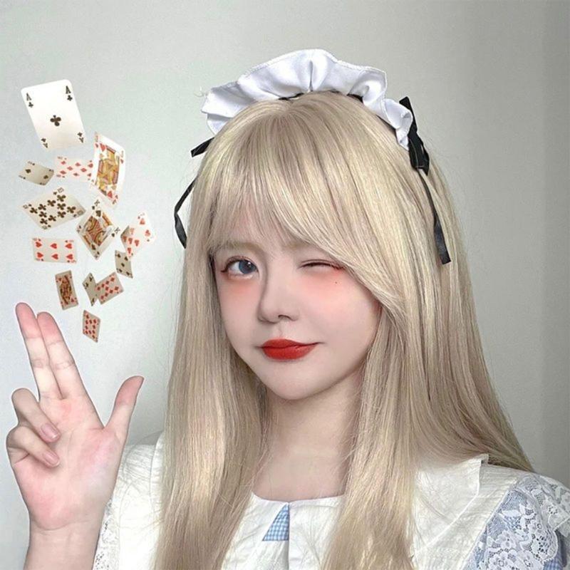 White Furry Headdress Cat Ears Hair Clip One Pair Barrettes with Headband