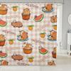 Rideau de douche Capybara Mignon Dessin animé Capybara Rideau de bain pour Enfants Garçons Filles Animal Rongeur Dessin animé Accessoires de Salle de bain Pour