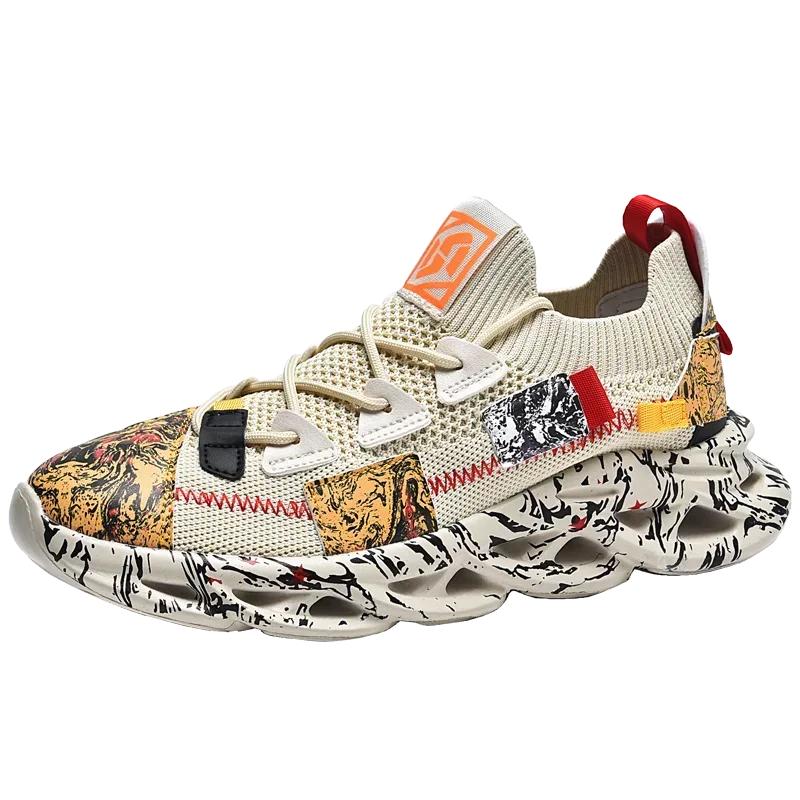 Fashion Popular Men's Sports Casual Shoes Blade Thick-soled Breathable Summer Mesh Sneakers Cushioning Non-slip Trendy Mens Running Shoe