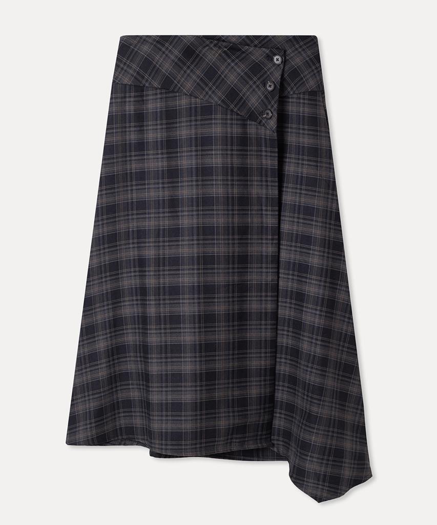 MIXXO Check Asymmetrical Skirt_Miwwhg326B