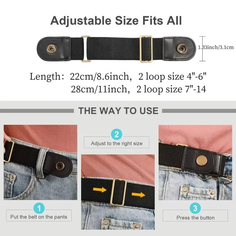 2pcs/set No Buckle Elastic Belt For Women Men Unisex Stretch Belt For Pants Jeans Casual Buckle Free Adjustable Invisible Belt