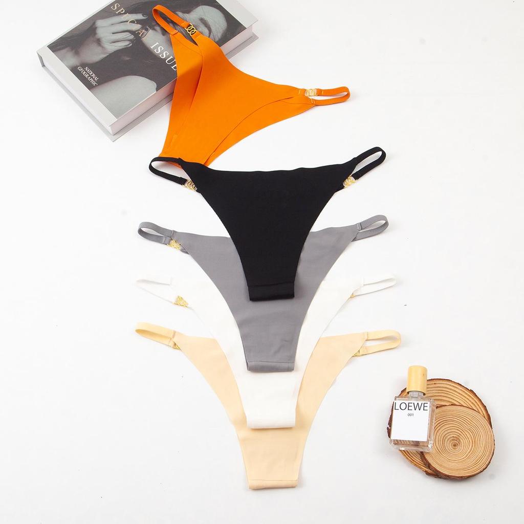 Sexy Ice Silk Low-Waist Women's Breathable Triangle Panties with Thin Straps