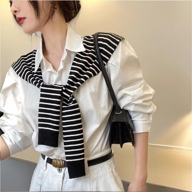 [Shawl] Spring And Autumn Striped Shawl Women'S Foreign High-End Knitting Versatile