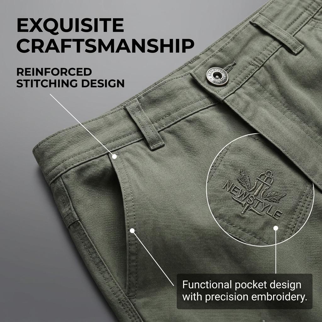 Men'S Plus Size Casual Shorts Summer Pure Cotton Cargo Shorts Multi-Pocket Loose Breathable Knee-Length Beach Shorts