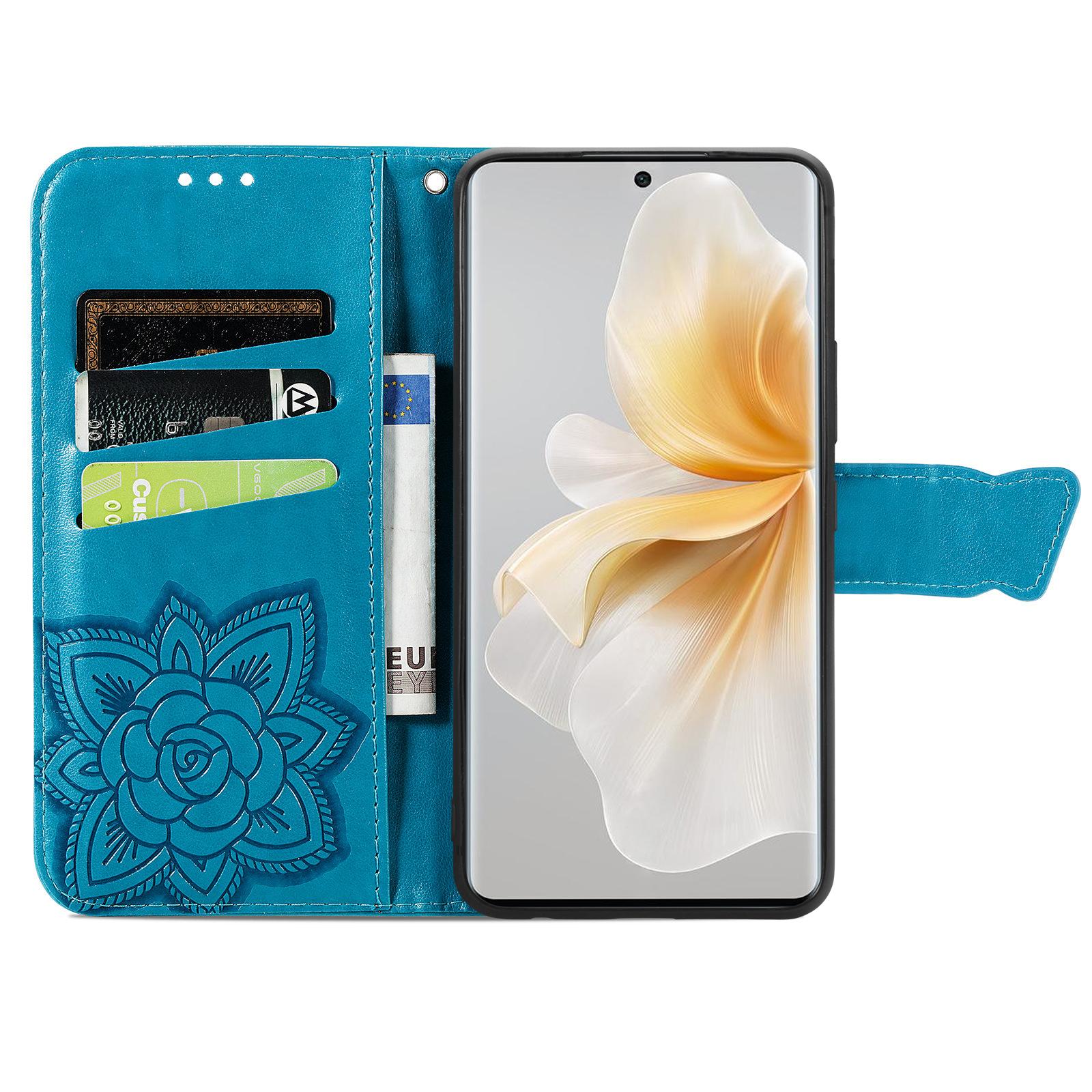 

For TCL 50 Pro NxtPaper 5G Case PU Leather Wallet Phone Cover Butterfly Pattern Blue