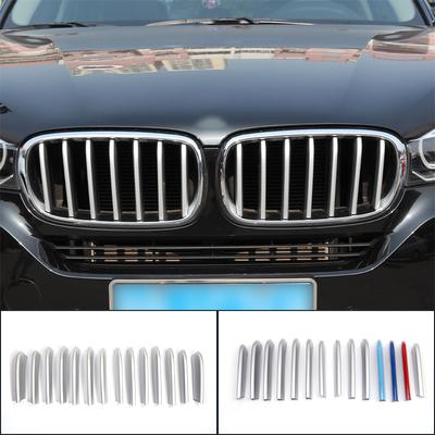 14 ks ABS Stříbrné Dekorační Lišty Přední Mřížky do Auta Kryt Ozdoba Pro BMW X5 F15 X6 F16 2014-2018 Styling Auta Exteriér