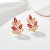 Kinel Red Fall Earrings For Women Maple Leaf Shape Zircon Jewelry Gift