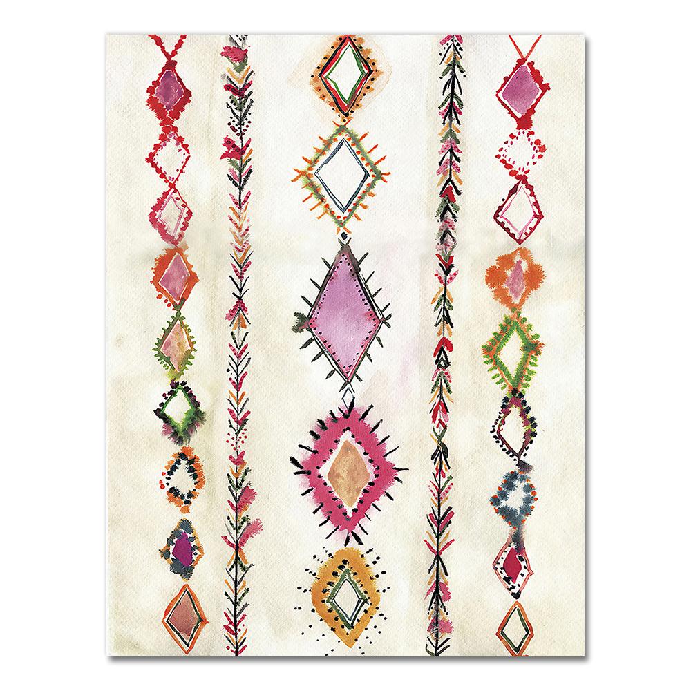 Moroccan Rug Art Painting Boho Wall Pictures , Abstract Neutral Eclectic Canvas Art Prints Home Bohemia Poster Wall Decor