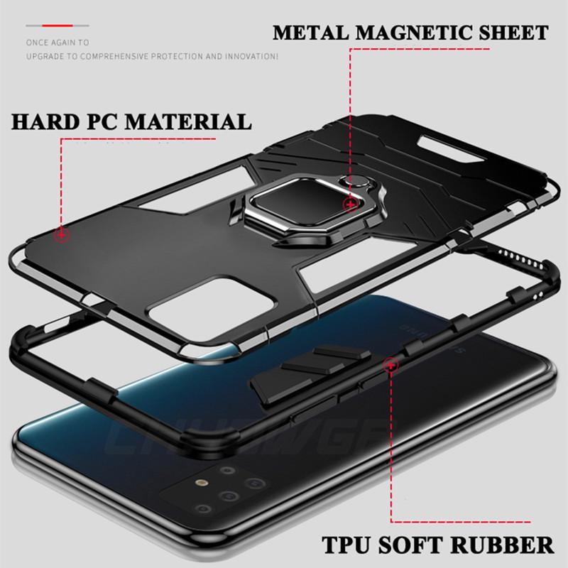 Per Xiaomi Redmi 9 Custodia Antiurto Armatura Magnetica Anello da Dito Copertura Telefono Per Redmi 9A 9C Note 9S 9 Pro Max Supporto per Auto Supporto Custodia Coque Capa Shell