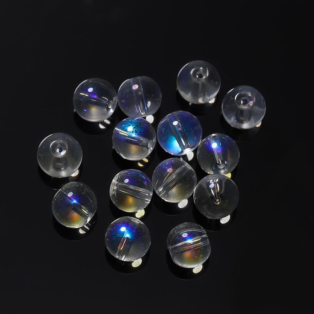 

20-50pcs/lot Transparent Frosted AB Color Glass Beads Round Spacer Beads for DIY Bracelet Necklace Jewelry Making Findings 8mm x 20pcs прозрачный белый