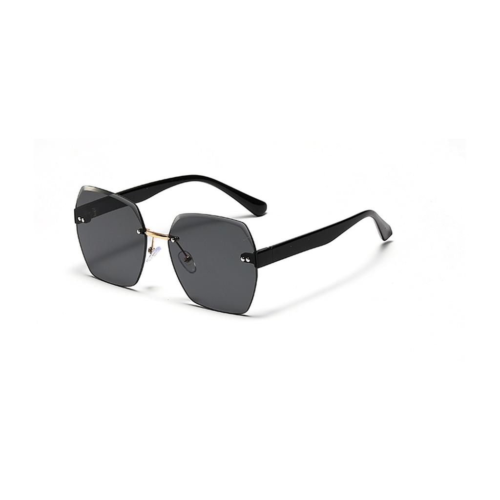 Rimless Glasses Men'S Polygonal Diamond Trimmed Retro Sunglasses Women'S Ins Street Shot Rivet Sunglasses