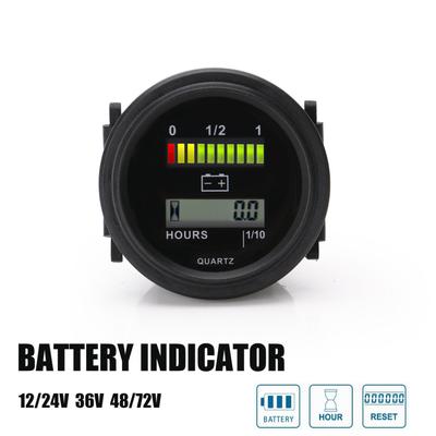 Digital  Lcd Hour Meter with Led Battery Indicator Gauge 12V 24V 36V 48V 72V
