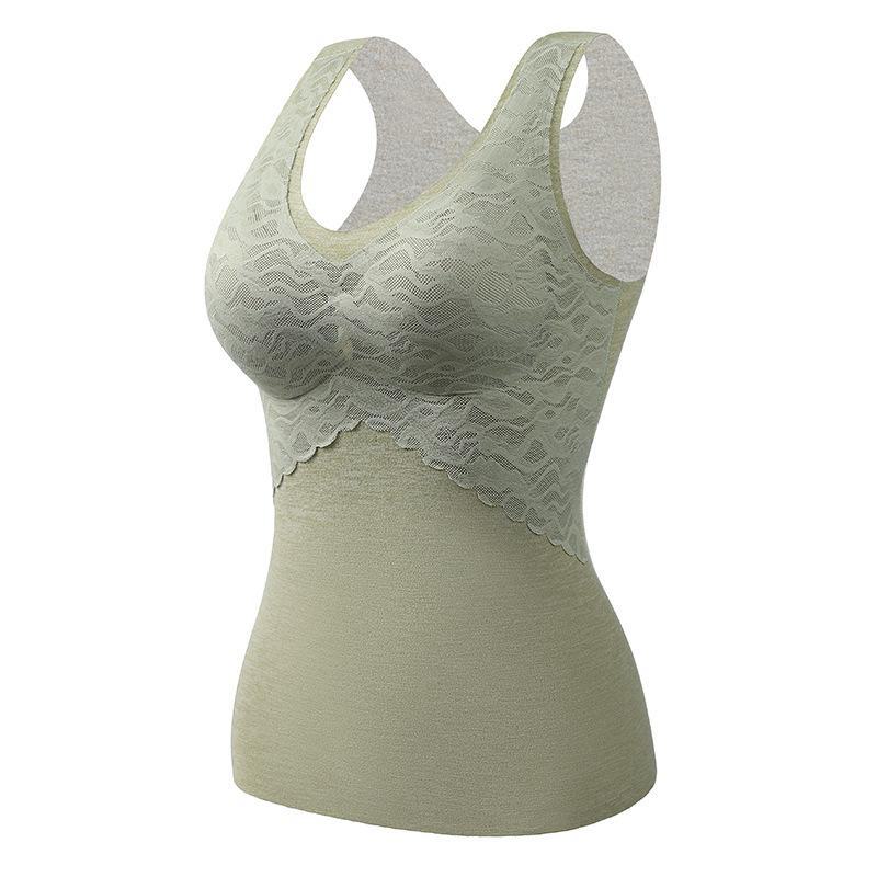 Women's Seamless Self-Heating Velvet Thermal Underwear with Chest Pads & Thick Inner Lace.