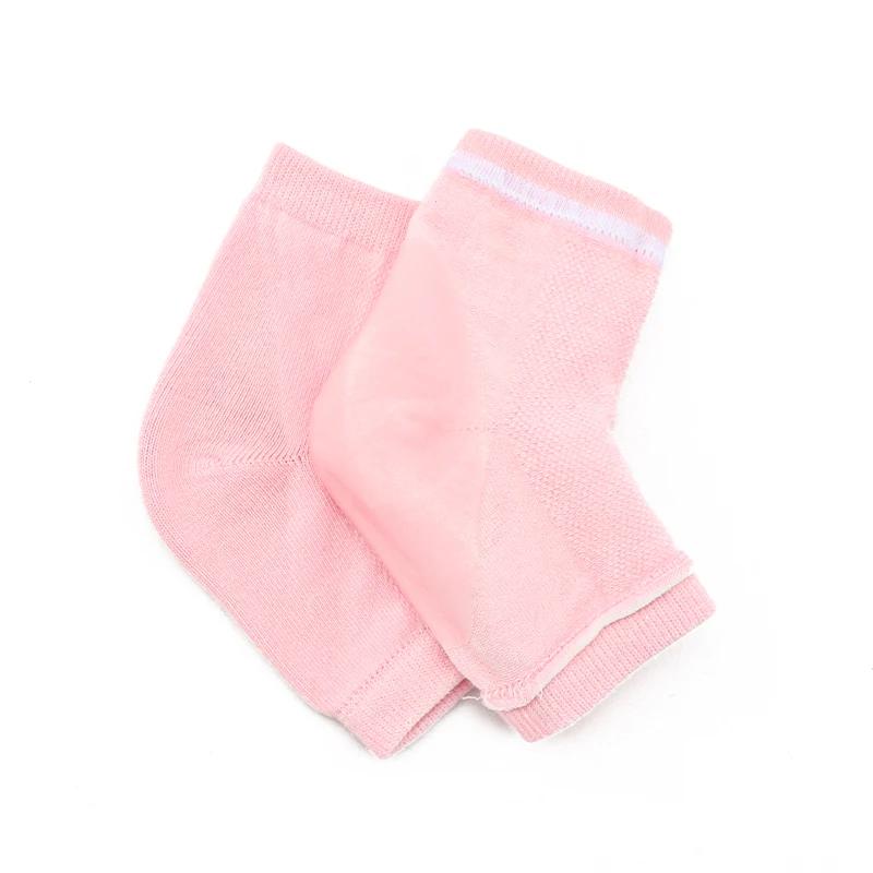 

1 пара силиконовых накладок для стоп для увлажняющих носков для пяток, носки с открытыми пальцами, треснувшая стопа, безносочные, для восстановления пяток, сухие, твердые, треснувшие стопы розовый