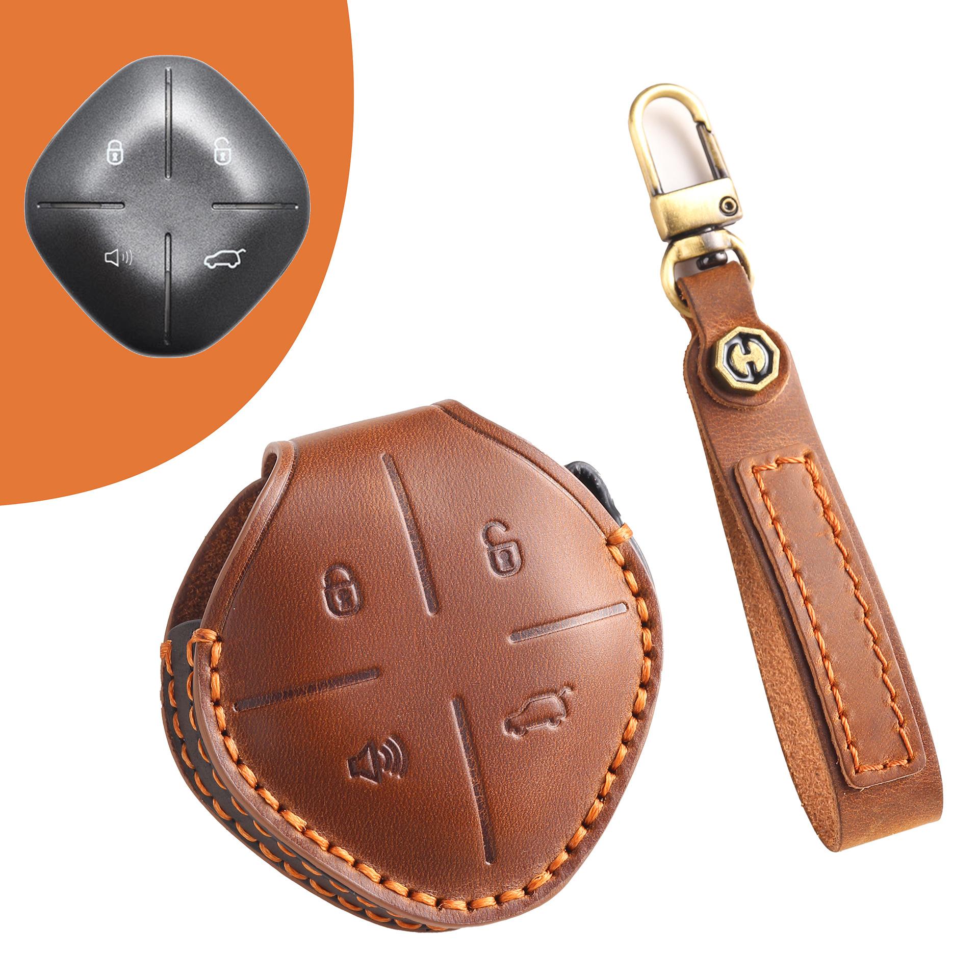 

Suitable for Jietu Dasheng key cover, leather 2022, 23 IDM Chery car DCT keycase, ring bag. коричневый