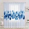 2 Stück HD digital Blau Blätter bedrucktes Fenstergitter Heimdeko Stil Dekoration Wohnzimmer Schlafzimmer Stange