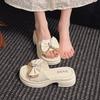 Platform beach shoes fairy wind cool slippers female summer wear 2025 new fashion bow high-end cool slippers