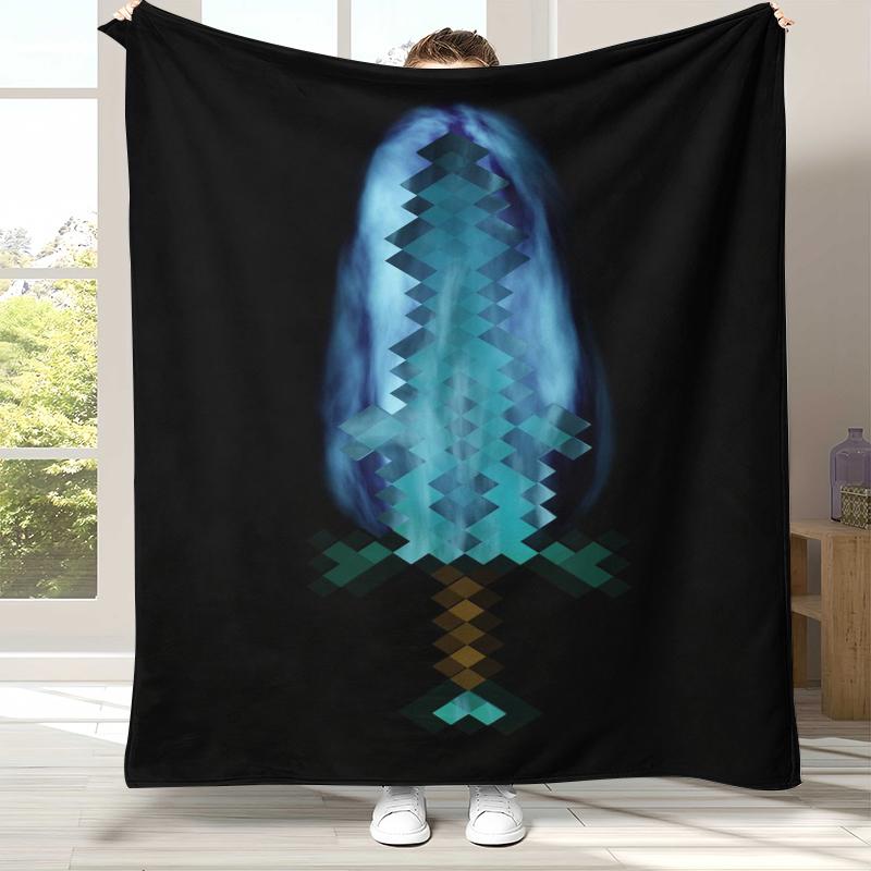 Classic M-Minecraft Pixel Game Flannel Blanket,Ultra Soft Warm Plush Throw for Home Bedroom Bed Sofa Cover Picnic Camping