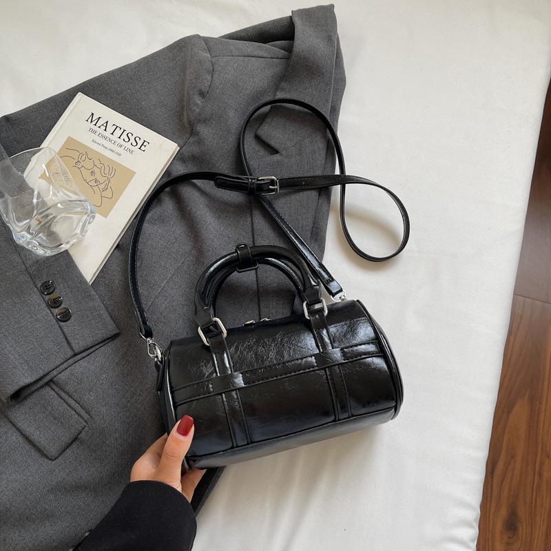 Повседневная ретро сумка-боулинг женская осенняя сумочка текстурная сумка через плечо европейская и американская сумка большой вместимости