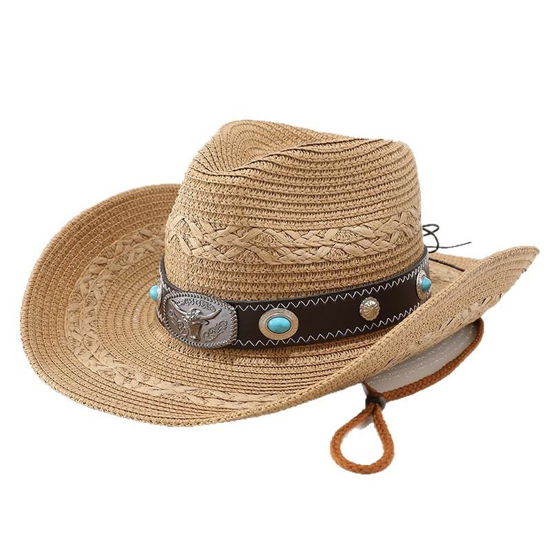 Western cowboy hat retro ethnic style top hat summer straw hat sunshade sun protection hat children European and American jazz hat