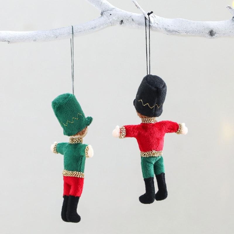 Classical Fabric Nut Cracker Soldier Figures Christmas Tree Hanging Ornaments Holiday Home Decoration