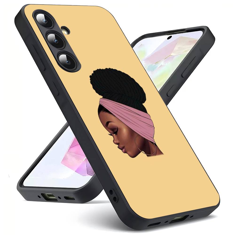 Cartoon South African Woman For Samsung Galaxy S23 S24 S25 Ultra S22 Plus S21 Black Soft Case Waterproof Soft Case