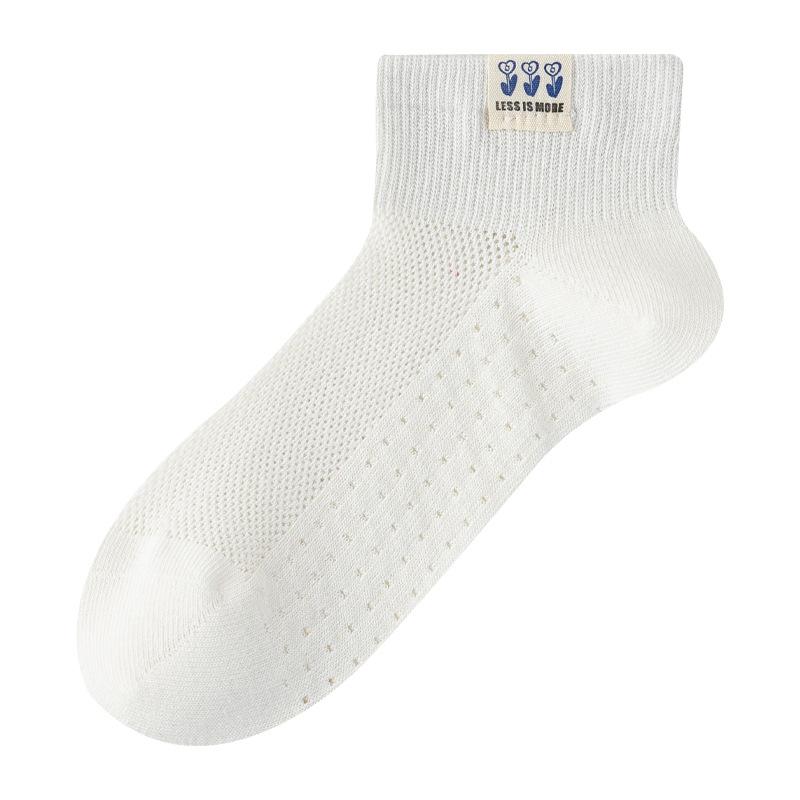 

White Socks for Women, Summer Thin Mesh Breathable Cotton Socks, Women s Short Socks, Cute Cartoon Embroidered Short Socks 1 pair