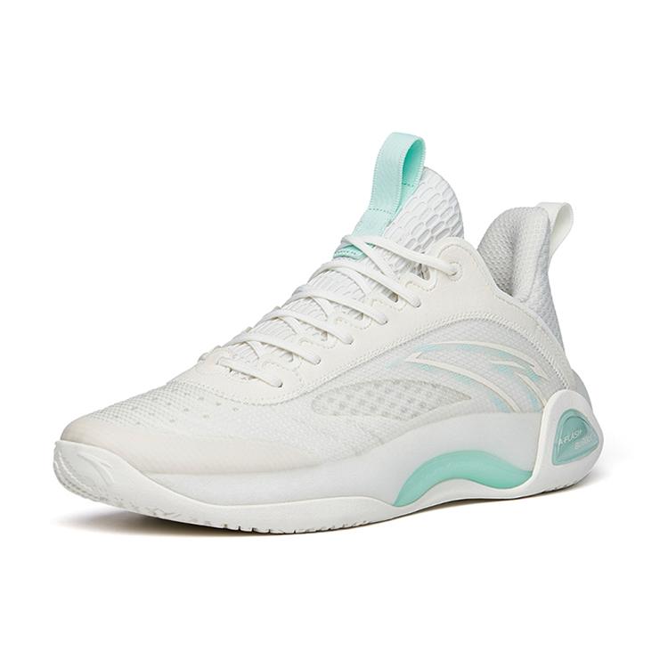 New Anta Cement Bubble 2.0 Slip Resistant Low Top Basketball Shoes White Green 112221610-1