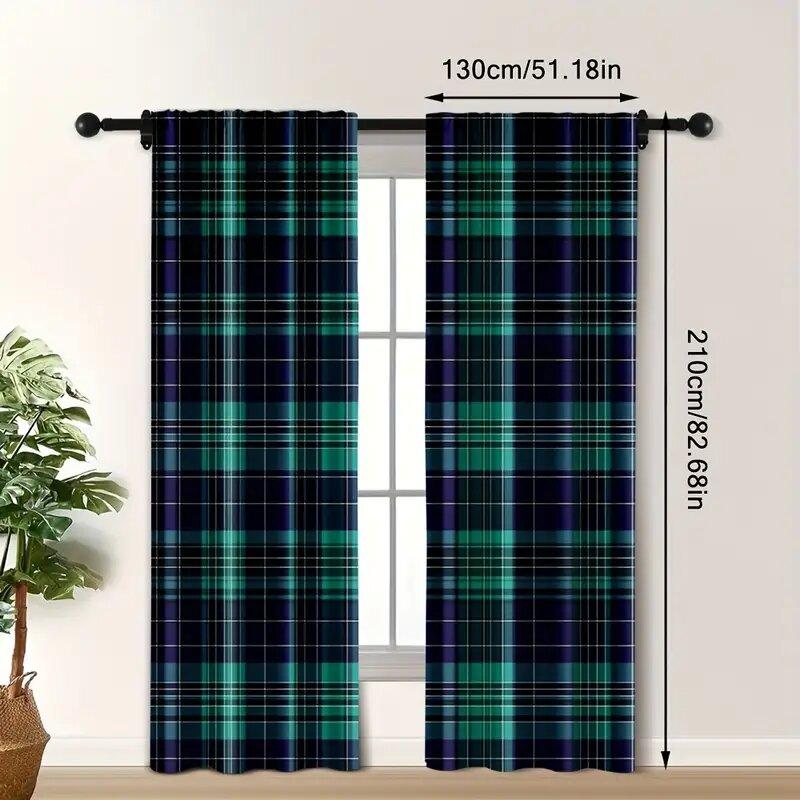 Scottish Folk Legend Checkered Pattern Printed Curtains Window Decorations Home Room Curtain Made Of Polyester Washable