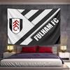 Diagonal Black and White Stripes with a Fulham FC Logo On the Left. Patterned Tapestry for Bedroom and Living Room Home Decor