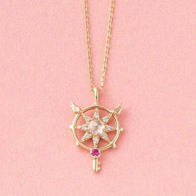 Anime Cardcaptor Sakura Necklace Pendant 25th Aniversary Card Captor 925 Sterling Silver Jewelry Women Girls Cosplay Props Gifts