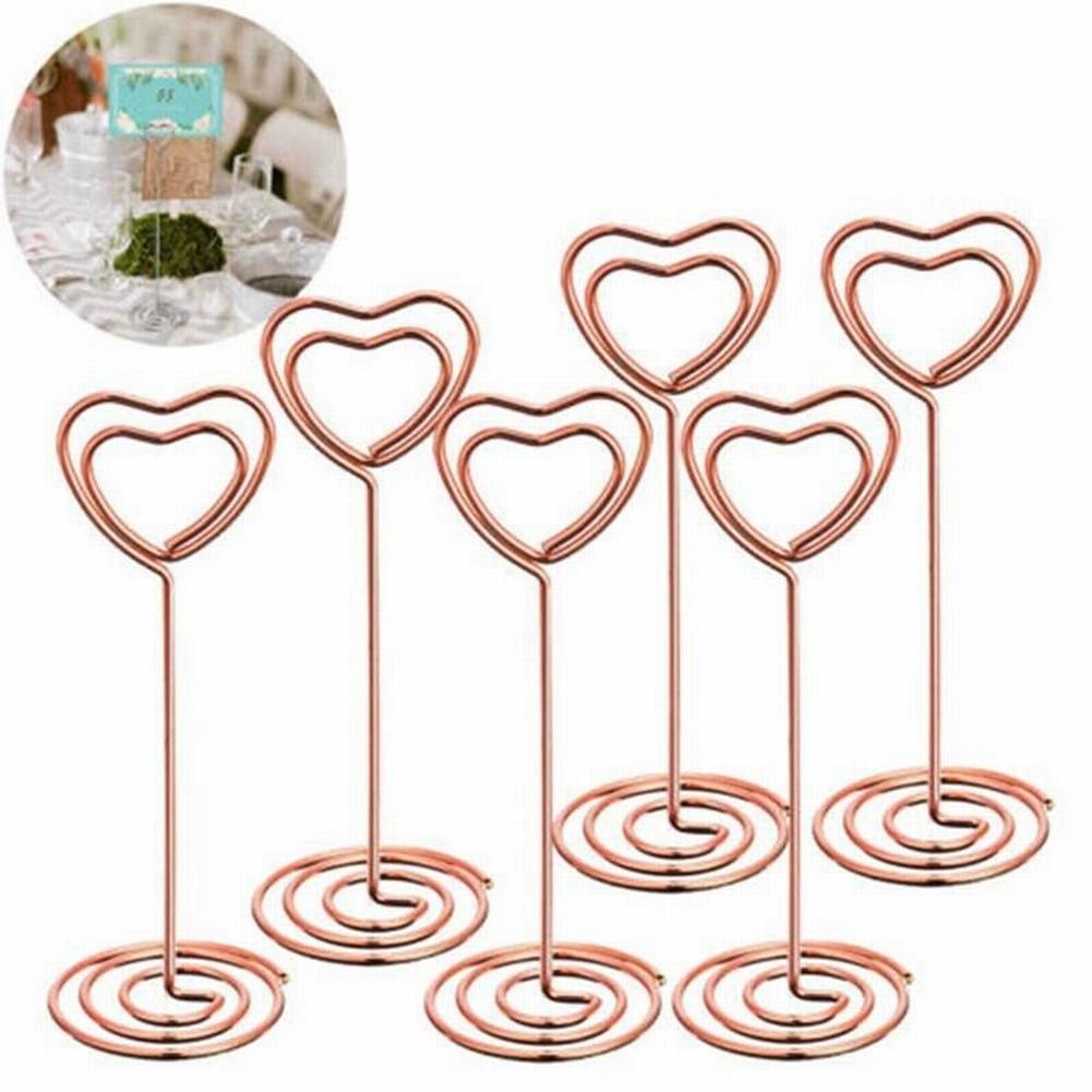 Card Holders Desktop Clip Heart Pattern Heart-shaped Iron