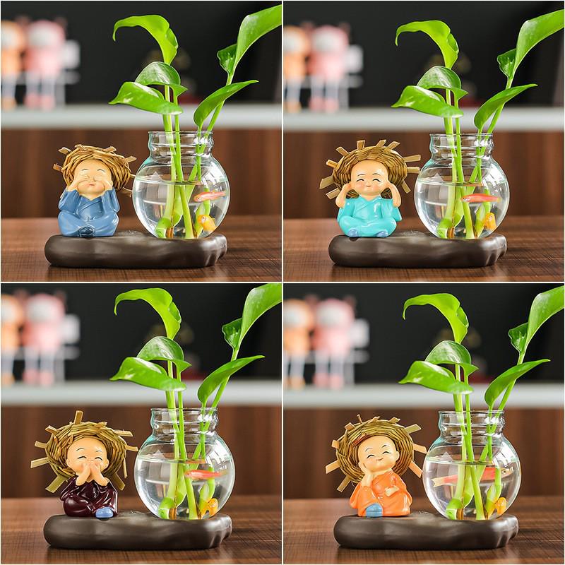 Creative Resin Monk Hydroponic Vase for Home and Office Decor