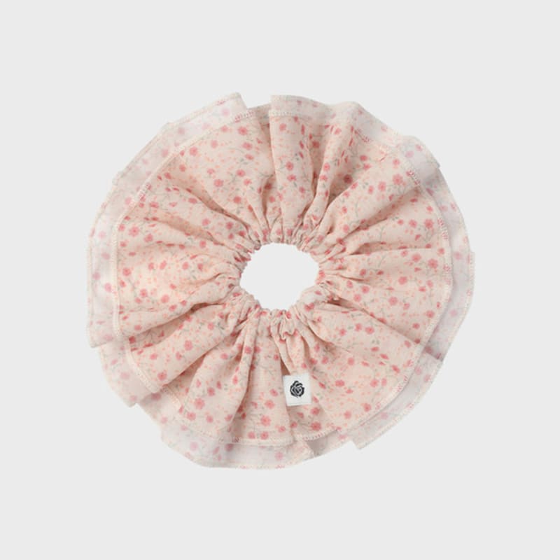 Eireve FLORAL CHIFFON FRILL SCRUNCHIE (RED)