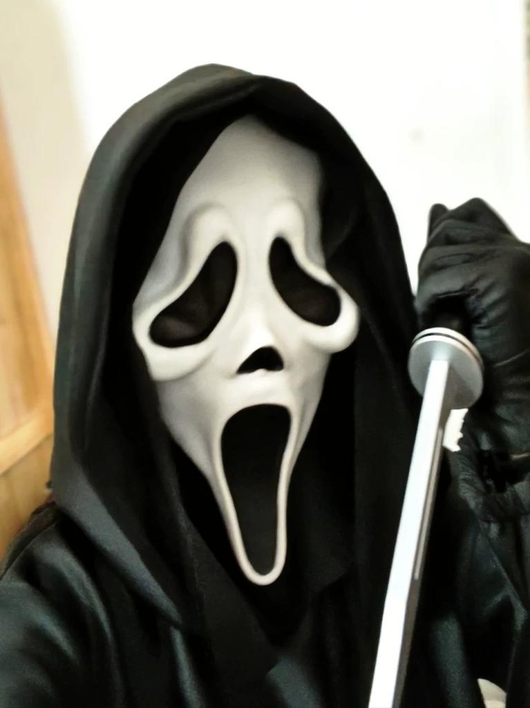 Generisk Scream Spøgelsesansigtsmaske Halloween Gyser Cosplay Hovedbeklædning Skræmmende Silikone Rekvisit til Voksenfest NPC Rollespil