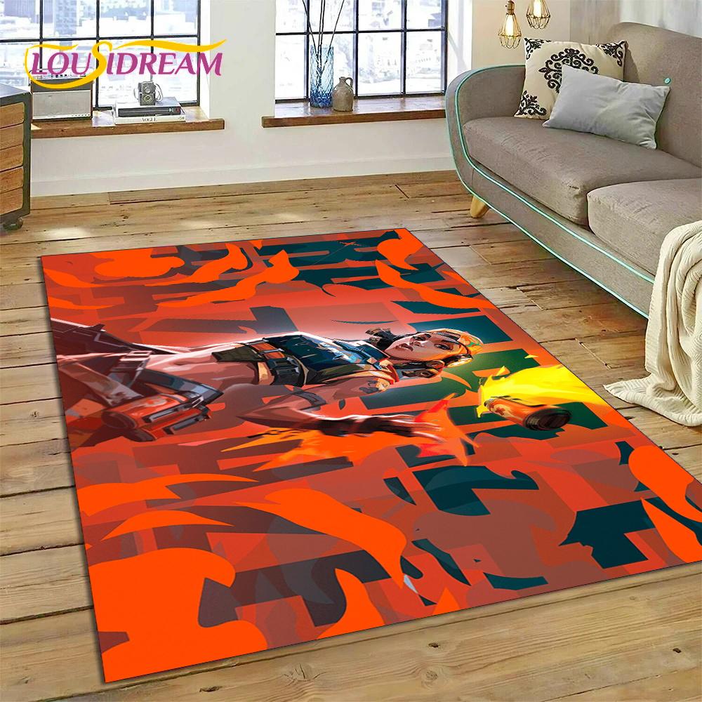 3D Nejnovější Kreslený Herní Koberec VALORANT pro Dekoraci Obývacího Pokoje Ložnice, Podlahová Rohožka Protiskluzová Dekorace pro Pohovku Rohožka Dárek Dítě