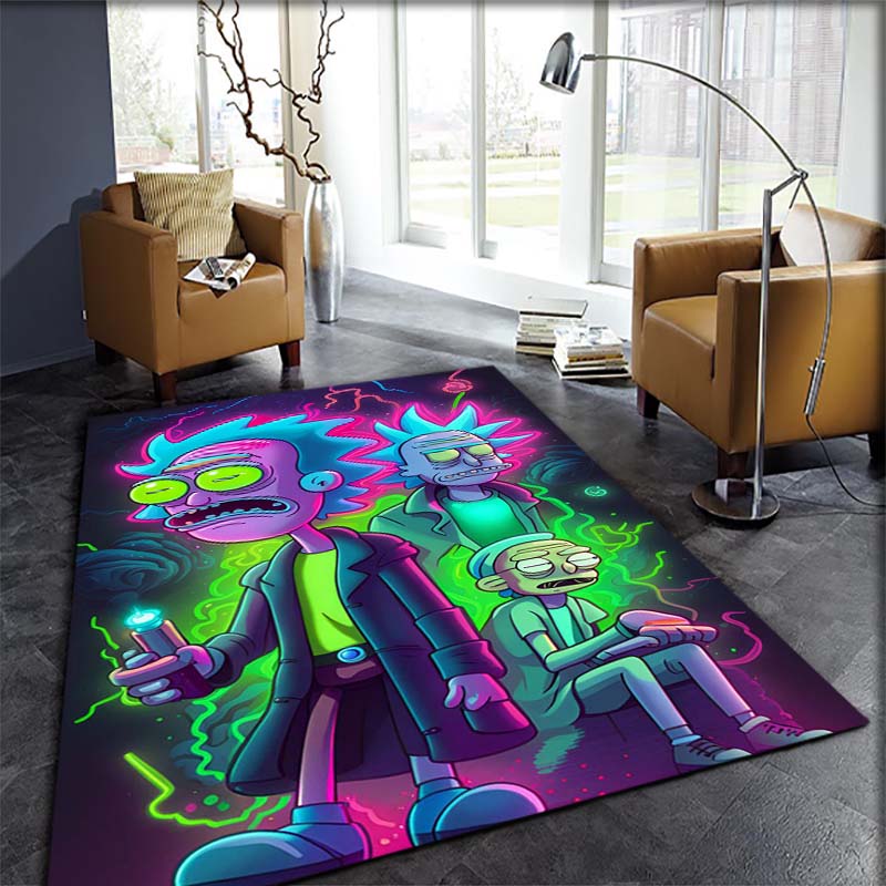 Rick and Morty pattern bedroom, living room, office decorative carpet, family bedroom headboard carpet, door mat, bathroom mat.