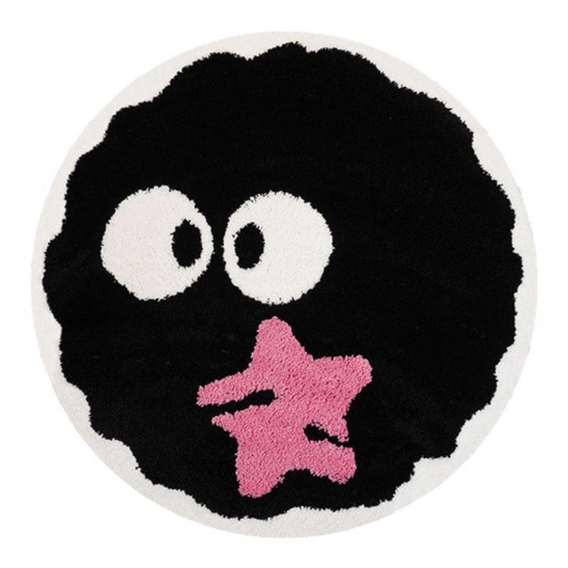 60x60cm Runder Cartoon Plüschteppich Wohnzimmerteppich Rutschfeste Punkte für Stuhlunterlage Badezimmer Heimdekoration Weich Flauschig Langflor