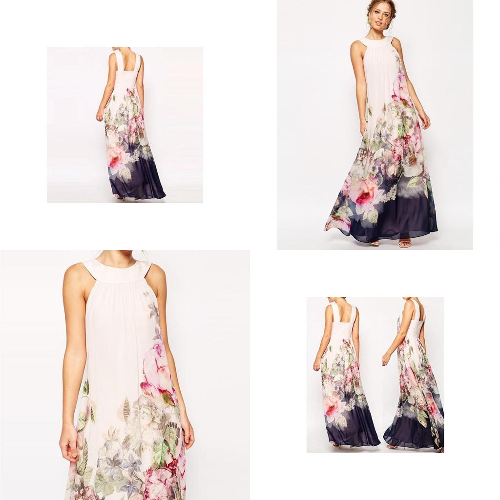 Stylish Lady Women Floral Summer Beach Boho Chiffon Sundress For Casual And Formal Occasions