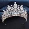 Luxury Rose Red Crystal Tiaras and Crowns for Bride Wedding Crown Headdress Princess Queen Birthday Prom Hair Jewelry Pageant