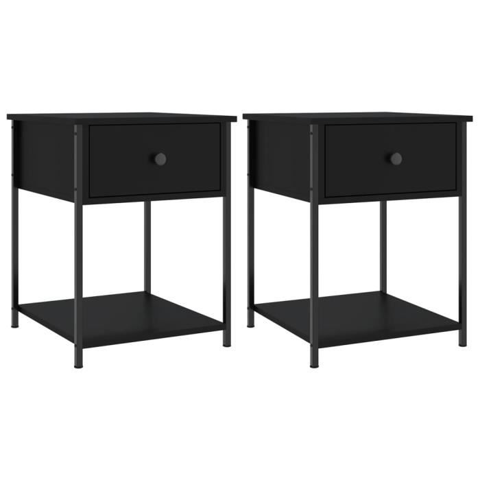 VidaXL Tables de chevet 2 pcs noir 44x45x58 cm bois d’ingénierie 825844