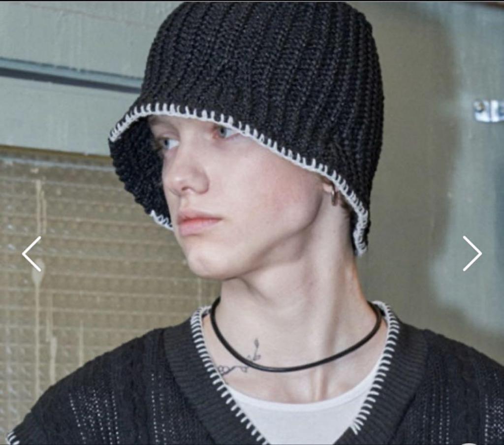 [USED] LECYTO TXT KNIT BUCKET HAT BLACK