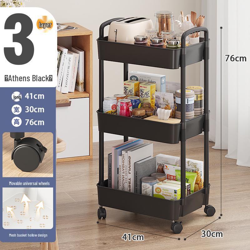 Мобильная кухонная тележка: Многоярусная овощная корзина и стеллаж для хранения