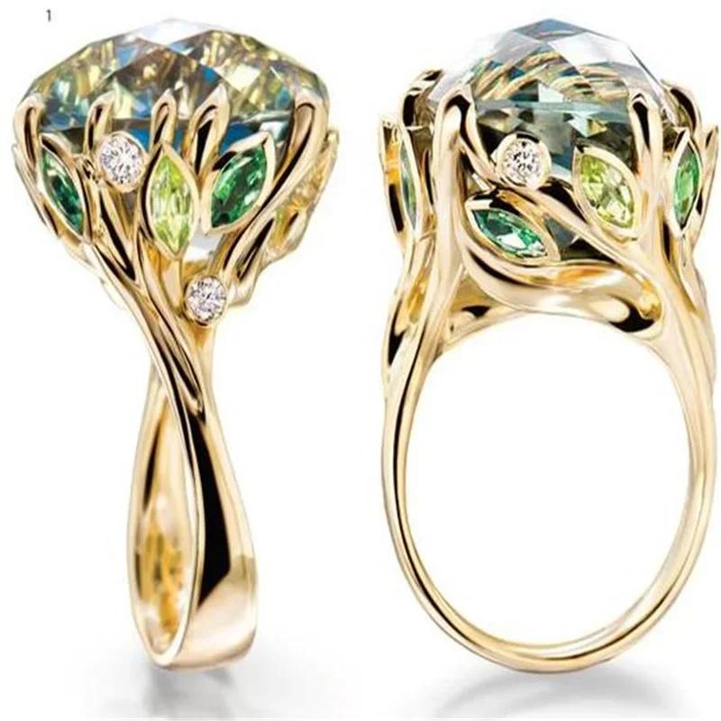 Fashion Square Shape Champagne Big Crystal Designer Hyperbole Ring for Women Engagement Wedding Stone Rings Whole Sale